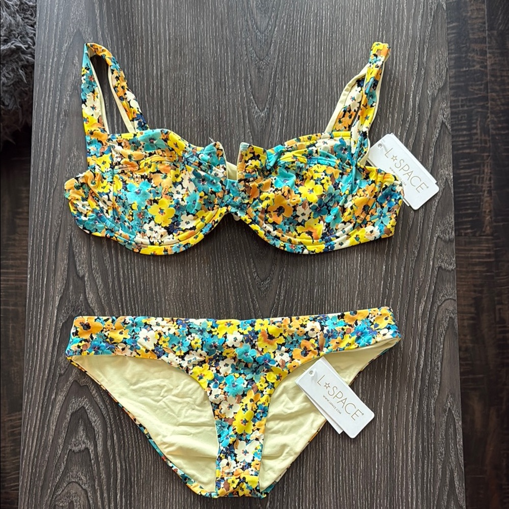 L*Space Yellow and Blue Floral Bikini